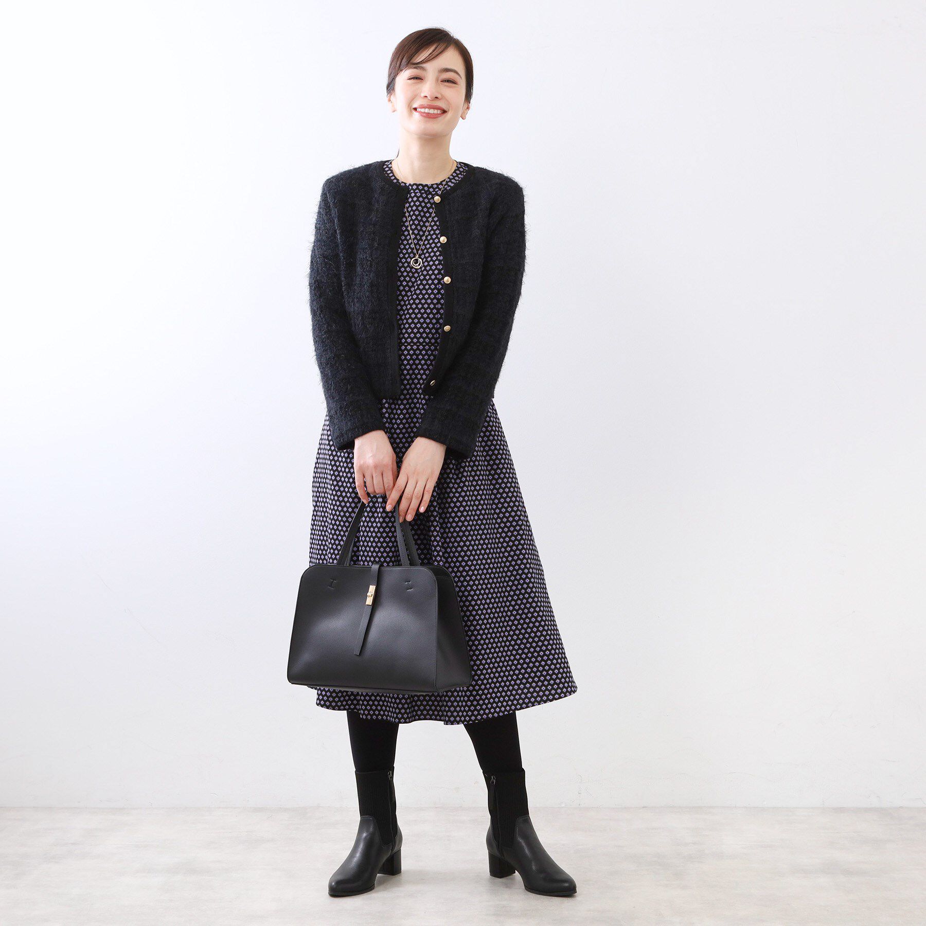 Reflect「【お食事会やお出かけに◎】ふんわりジャカード編みカーディガン」|カーディガン|