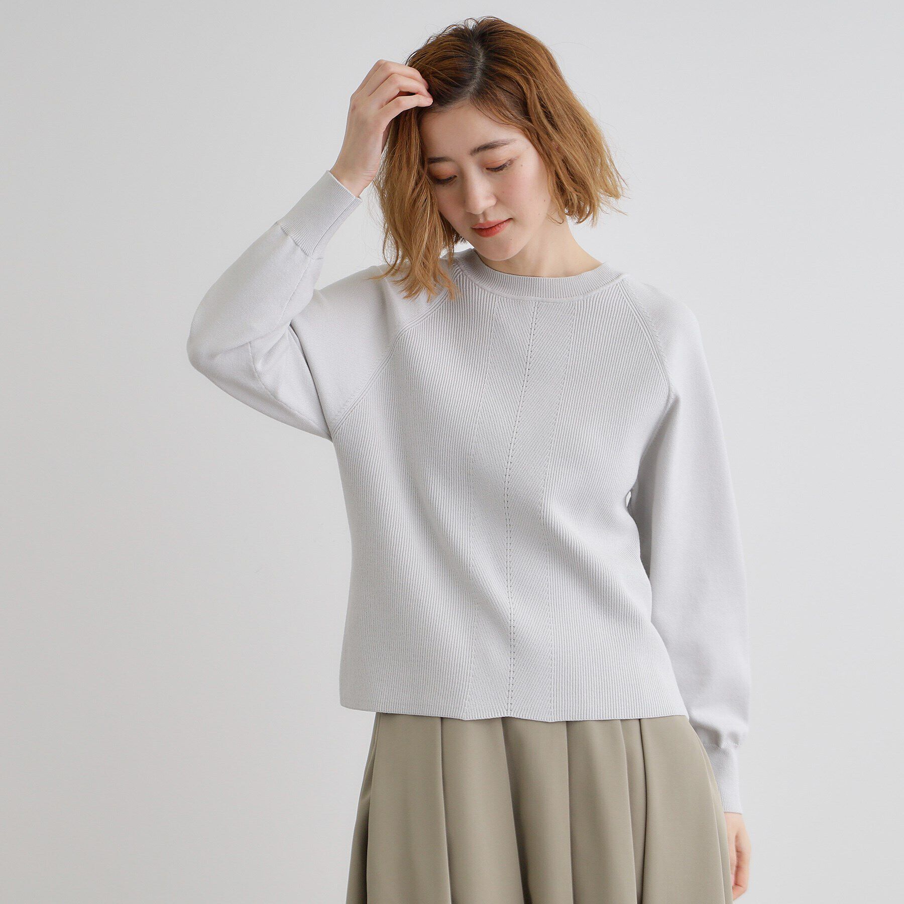 grove「畦編みクルーネックニット」|ニット・セーター|