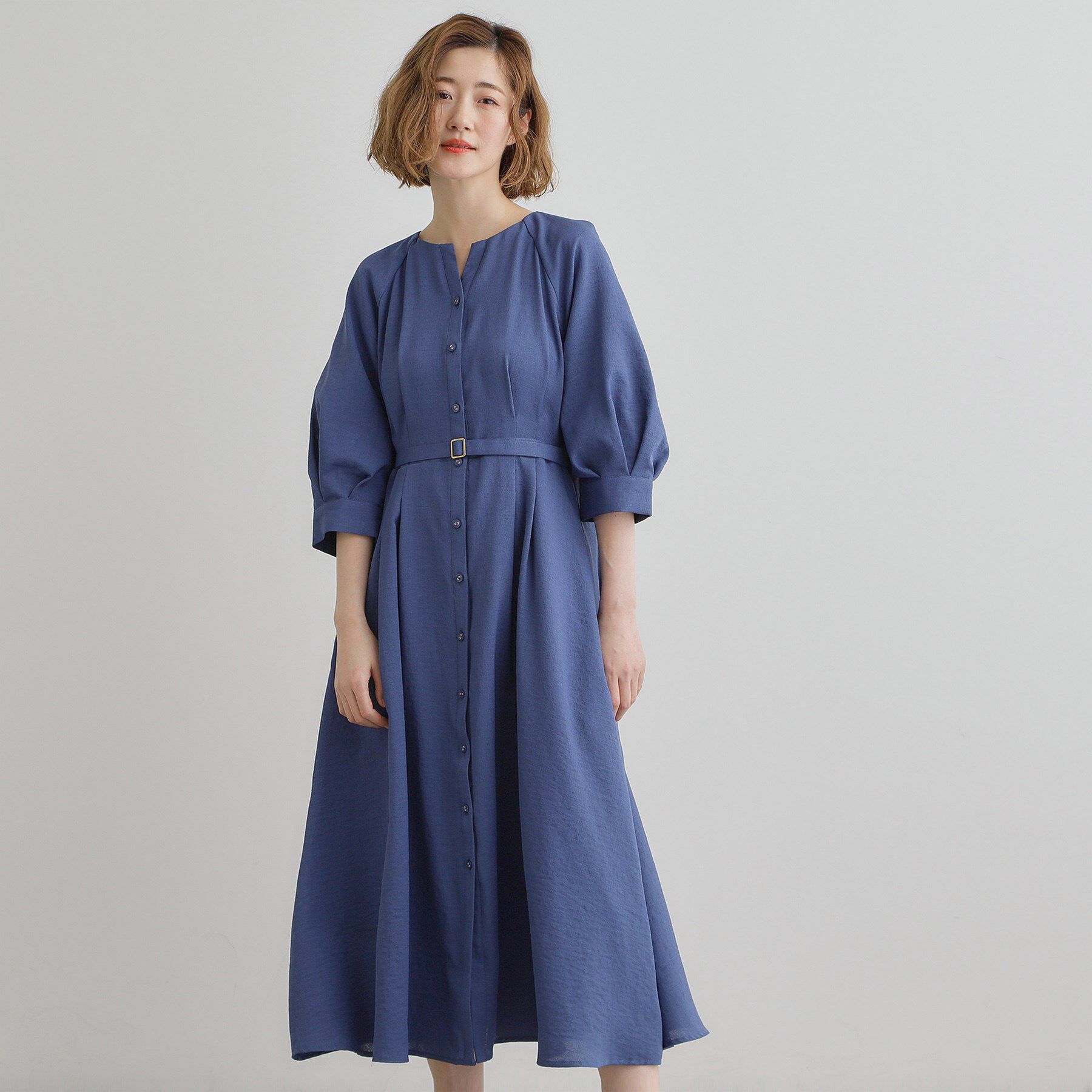 grove「麻調メッシュラグランスリーブワンピース」|ワンピース|