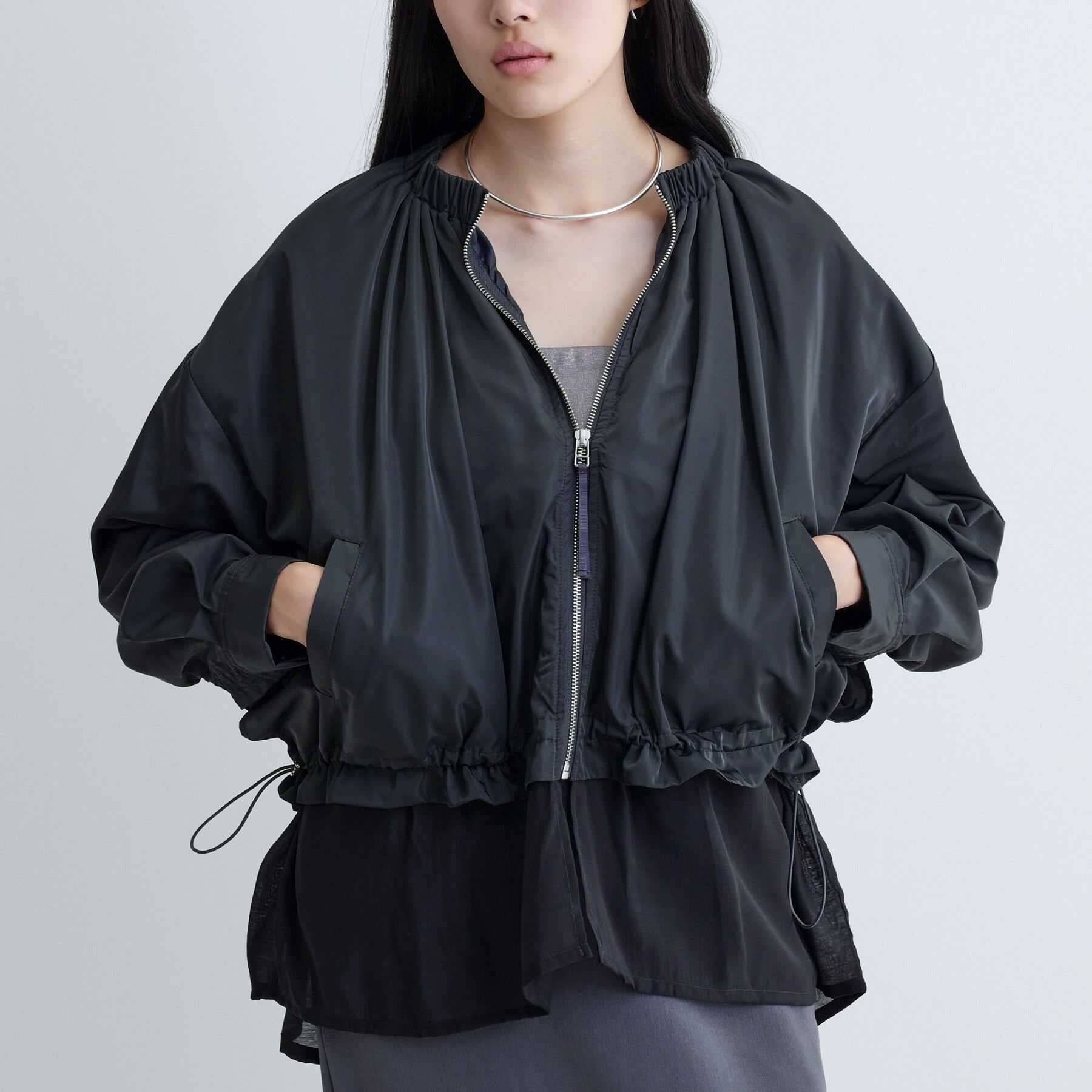 GALLEST「ドロストライトブルゾン」|ブルゾン・スタジャン|チャコールグレー(0