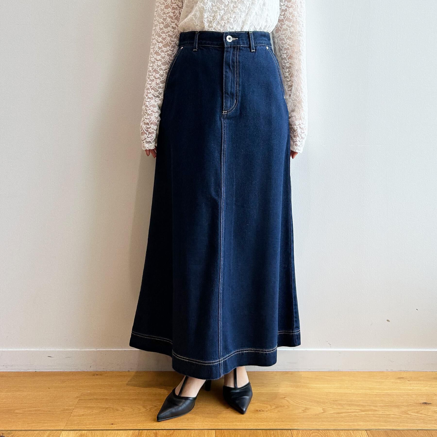 index「《丈が選べる》Aラインデニムロングスカート【洗濯機洗い可】」|スカート|