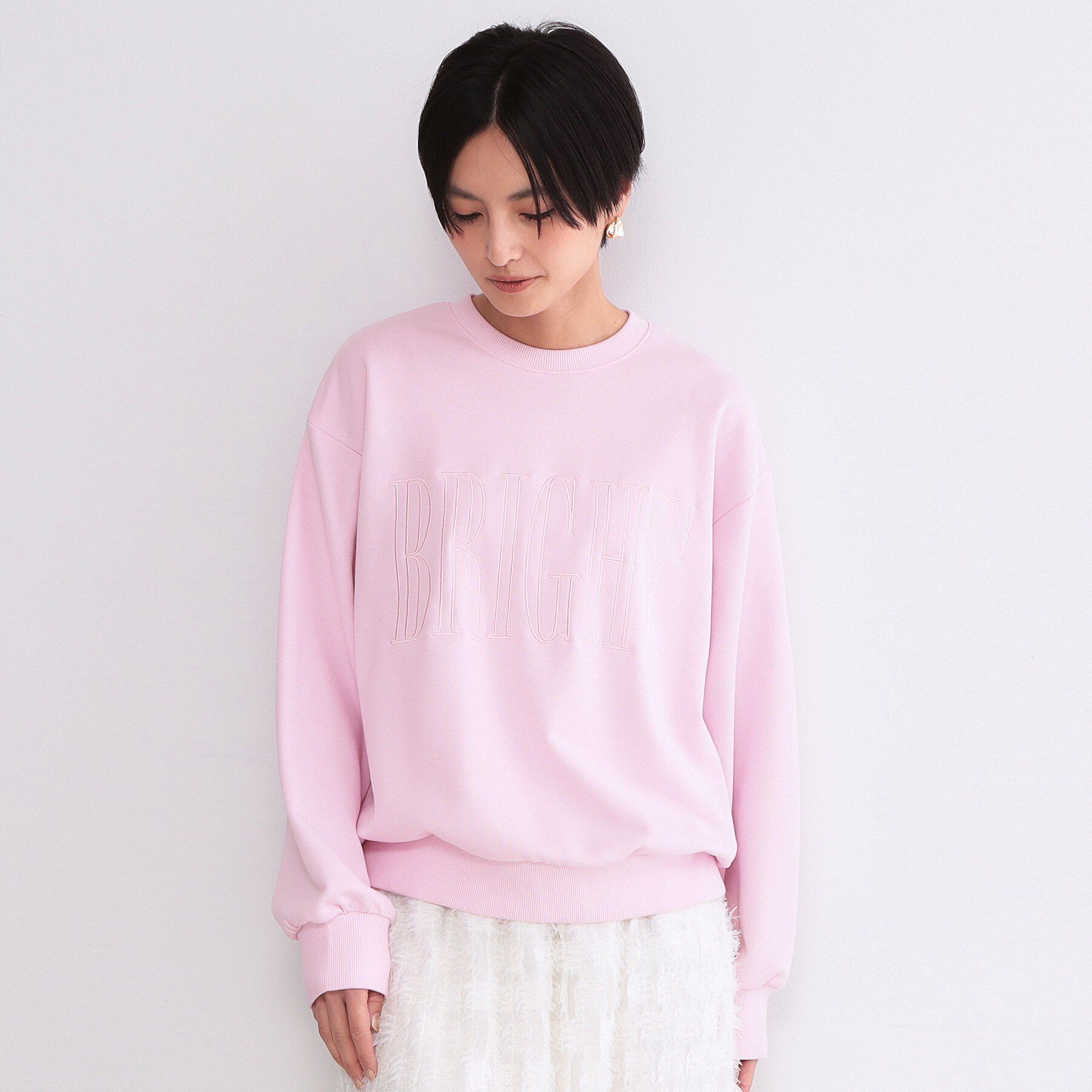 OPAQUE.CLIP「ロゴ刺繍裏毛トップス【洗濯機OK】」|Tシャツ・カットソー|