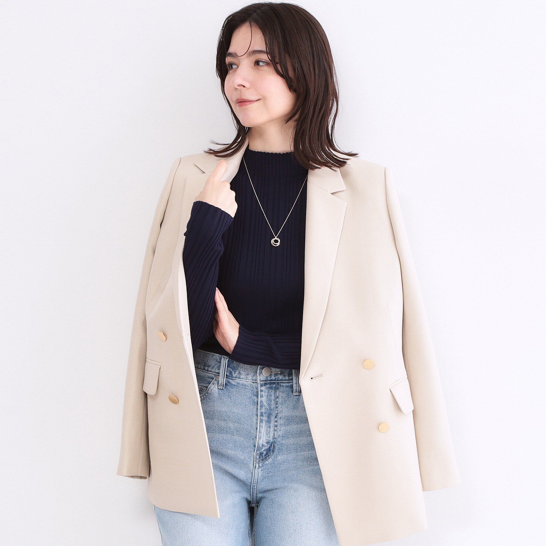 OPAQUE.CLIP「ランダムリブハイネックニット【洗濯機OK】」|ニット・セーター|