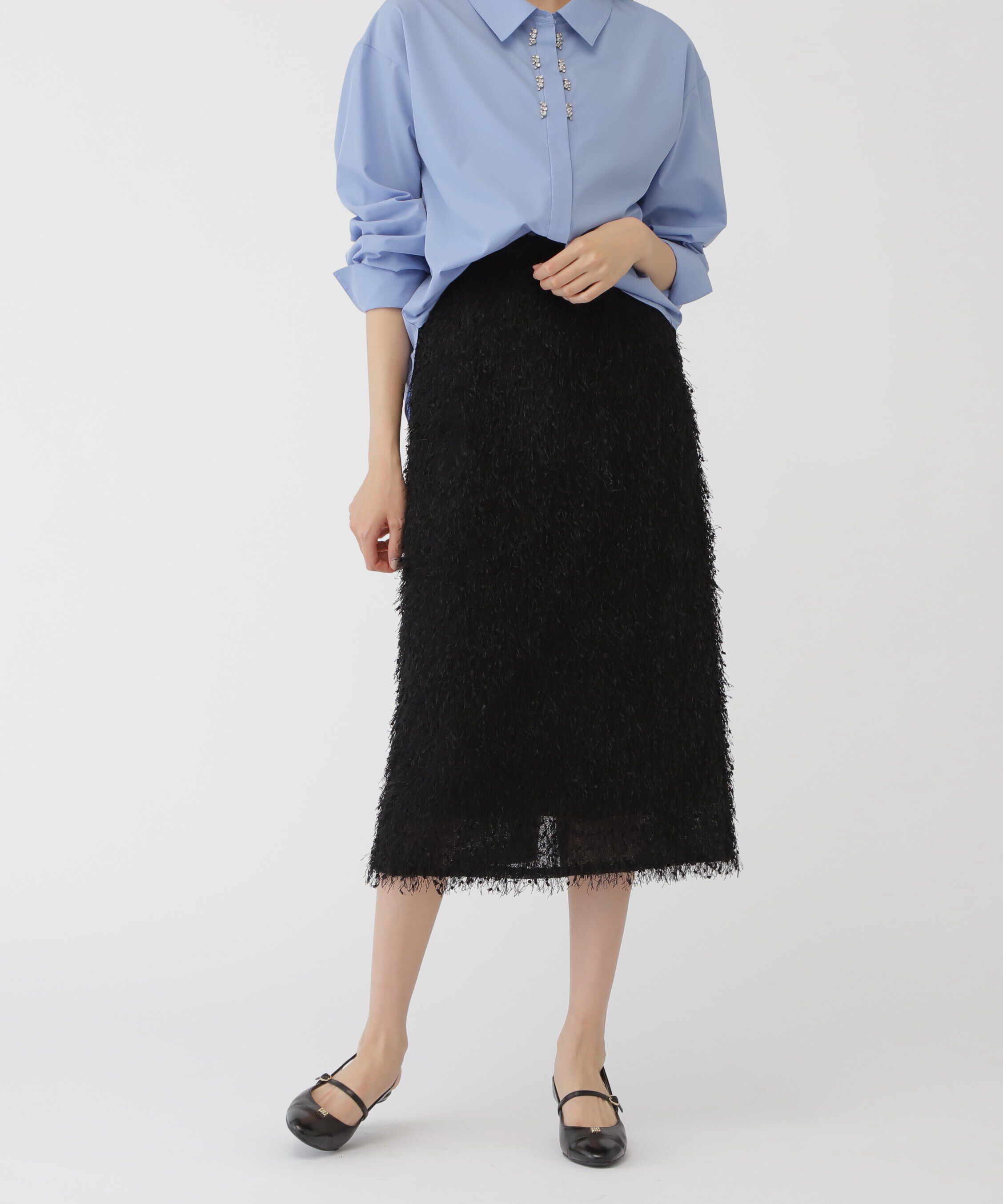  「ストレッチファンシーヤーンタイトスカート」|スカート|ブラック