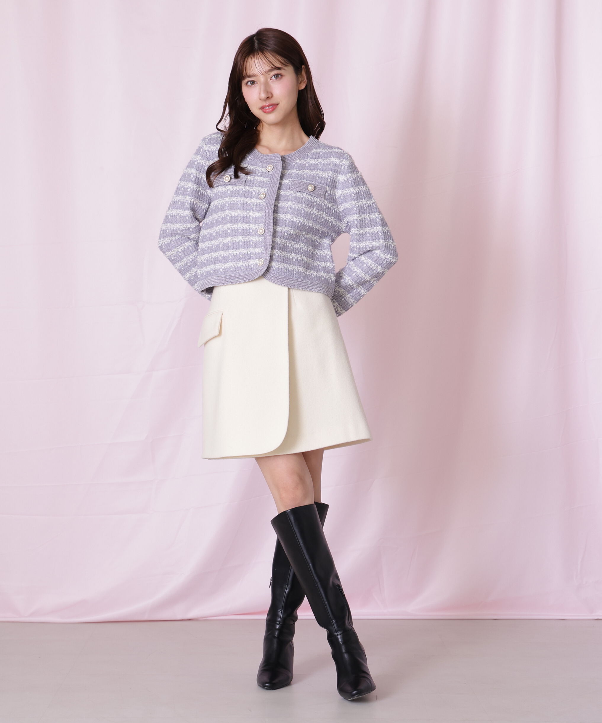  「ラメミックスツィードニットジャケット」|ニット・セーター|