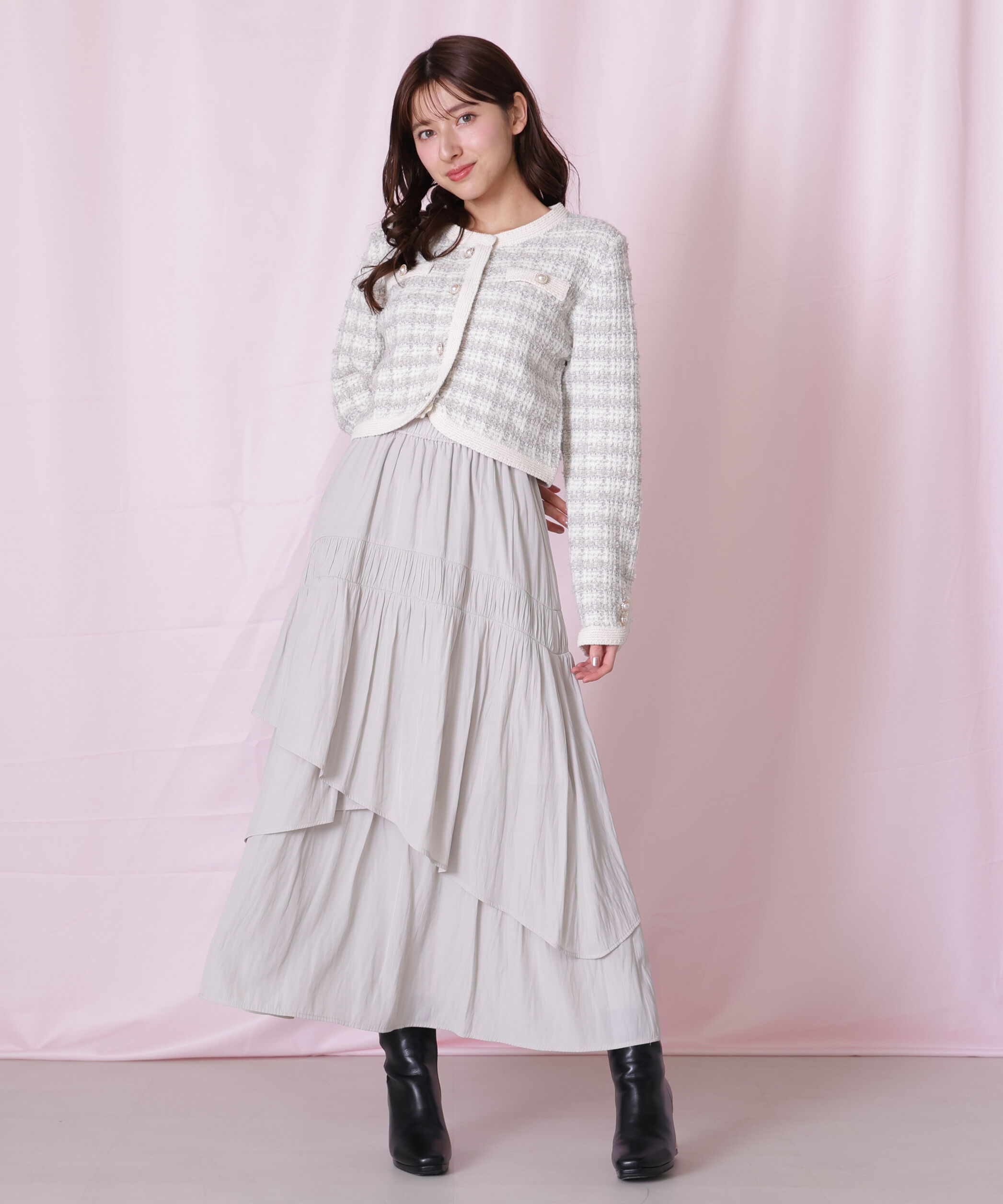  「ラメミックスツィードニットジャケット」|ニット・セーター|