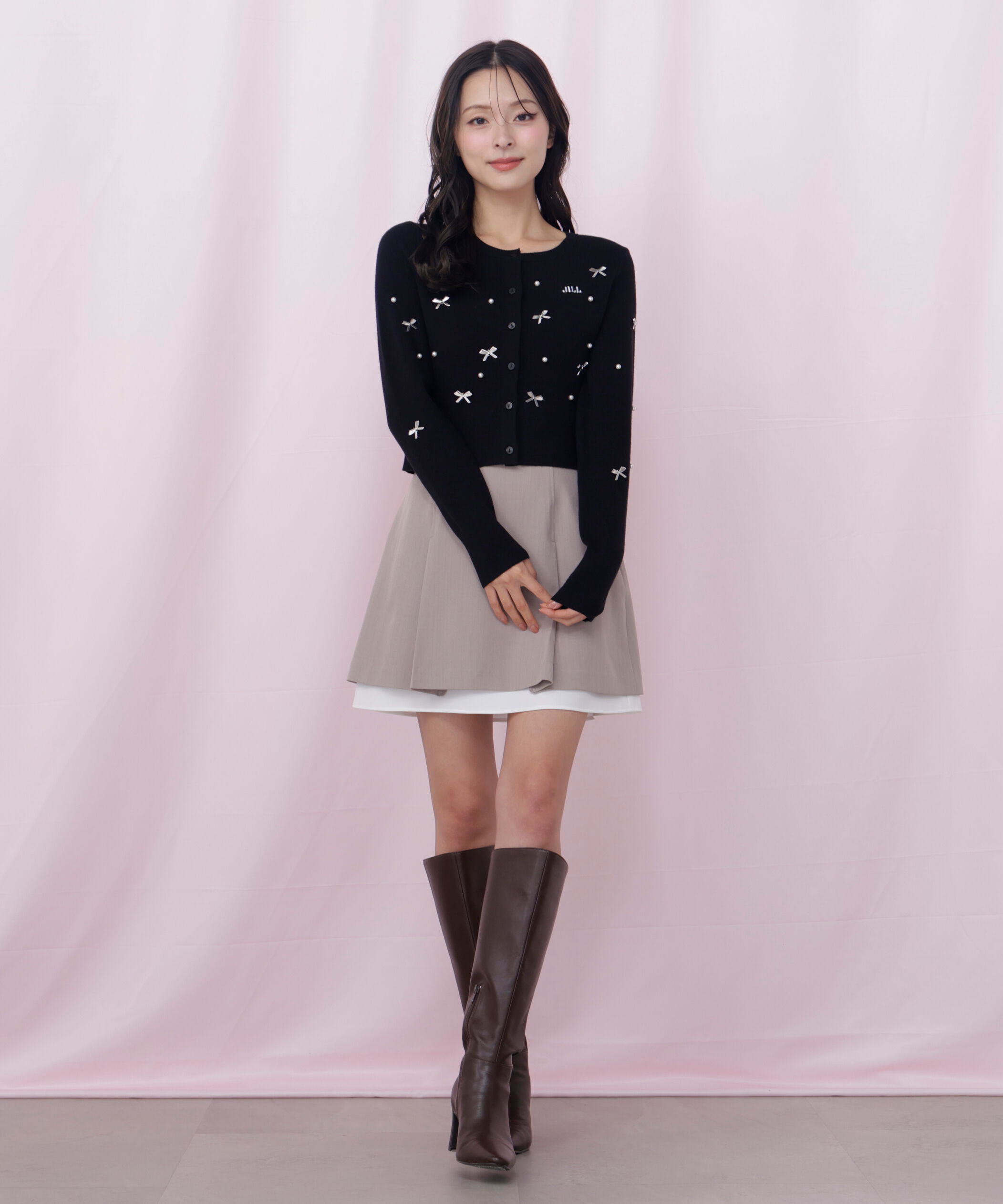  「リボントッピングカーディガン」|ニット・セーター|