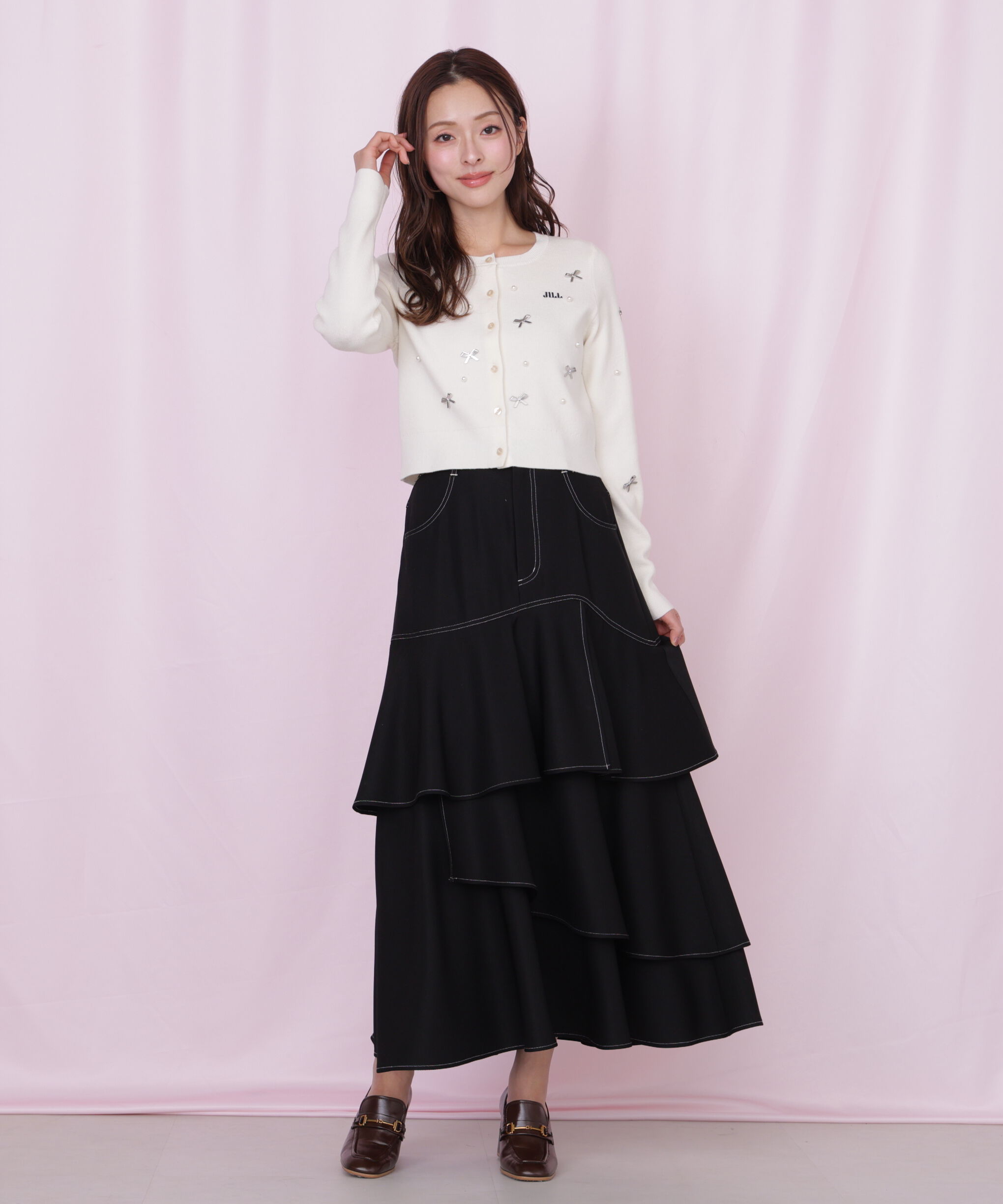  「リボントッピングカーディガン」|ニット・セーター|