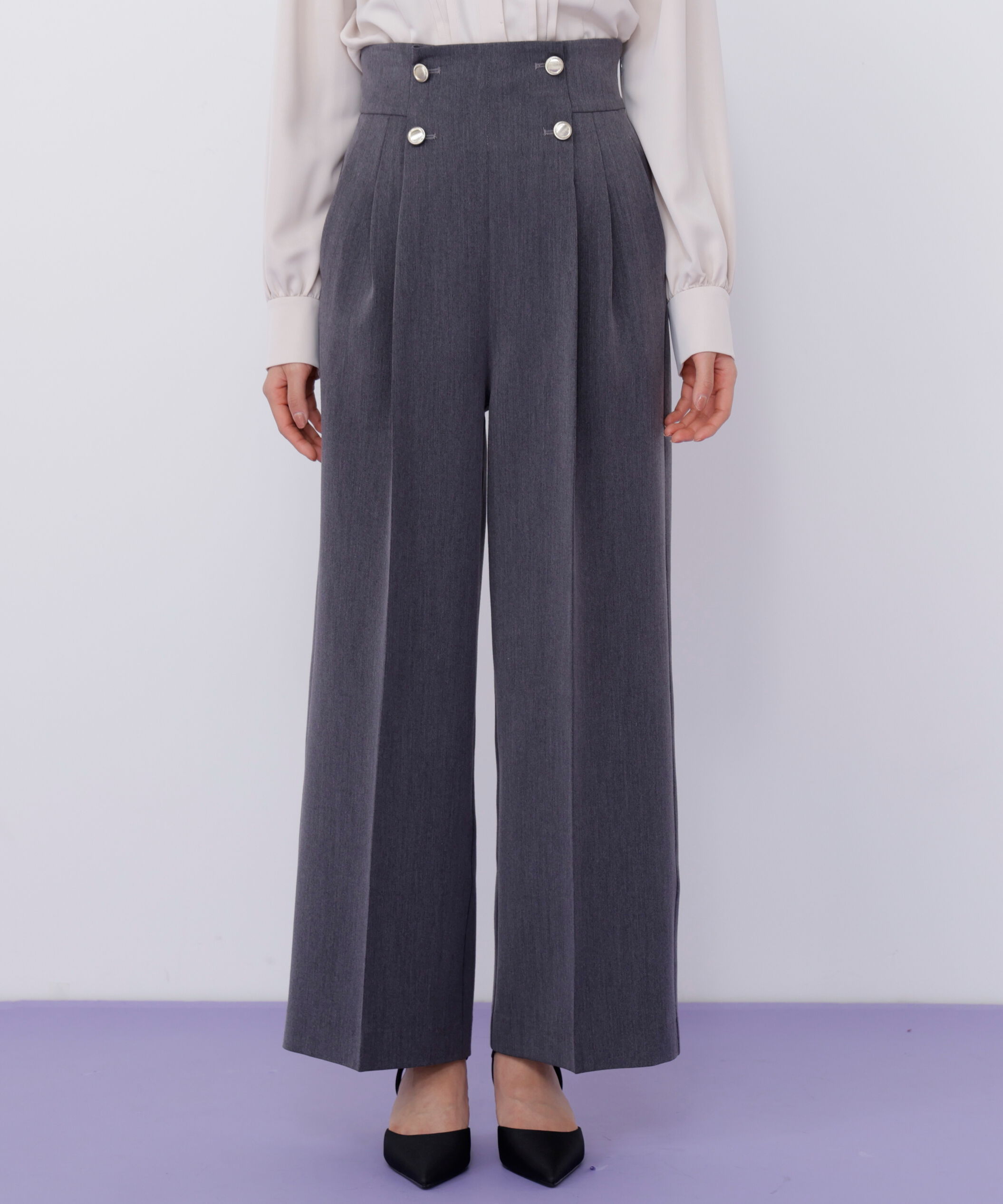  「メタル釦ストレートイージーパンツ」|その他|