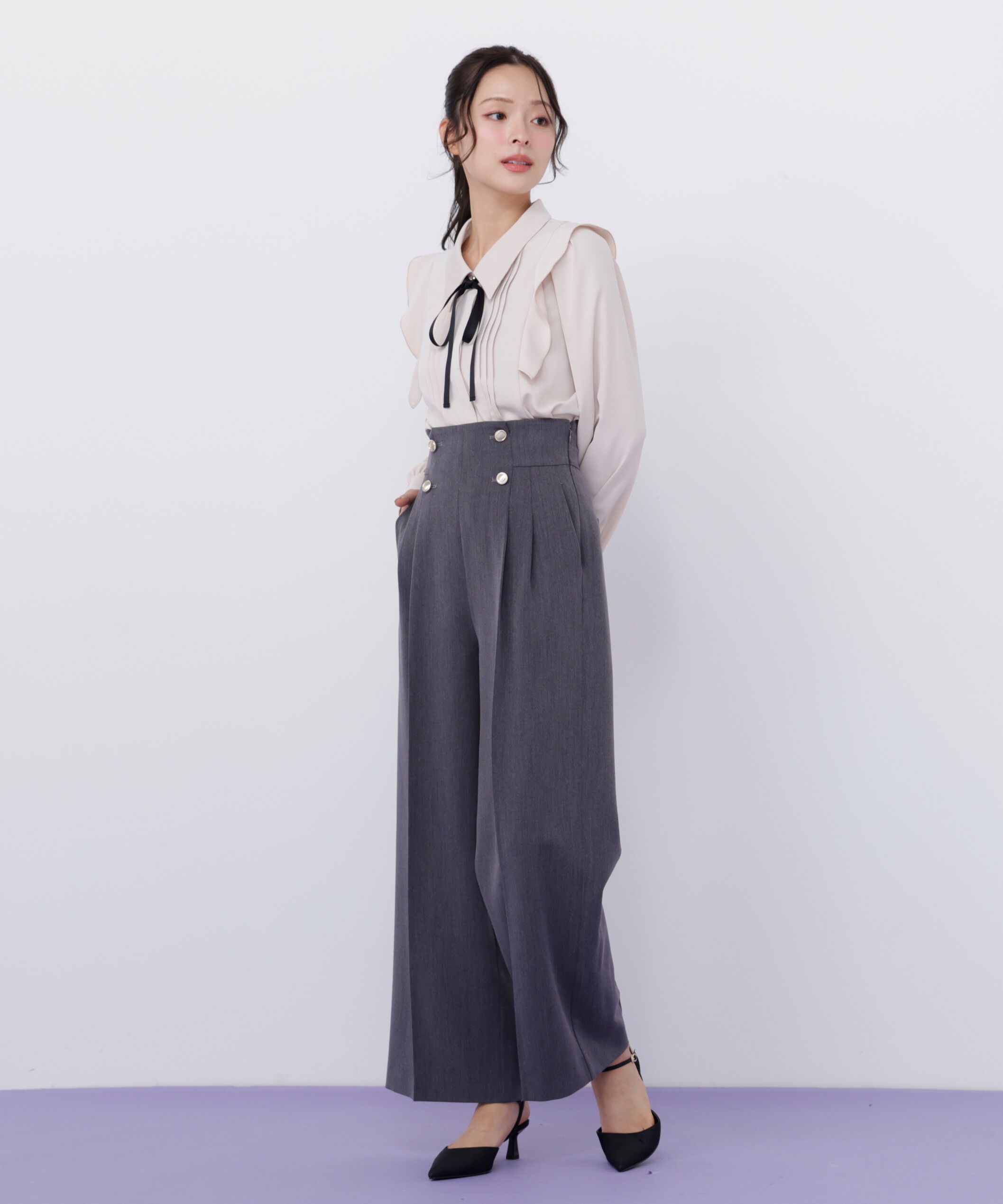  「メタル釦ストレートイージーパンツ」|その他|