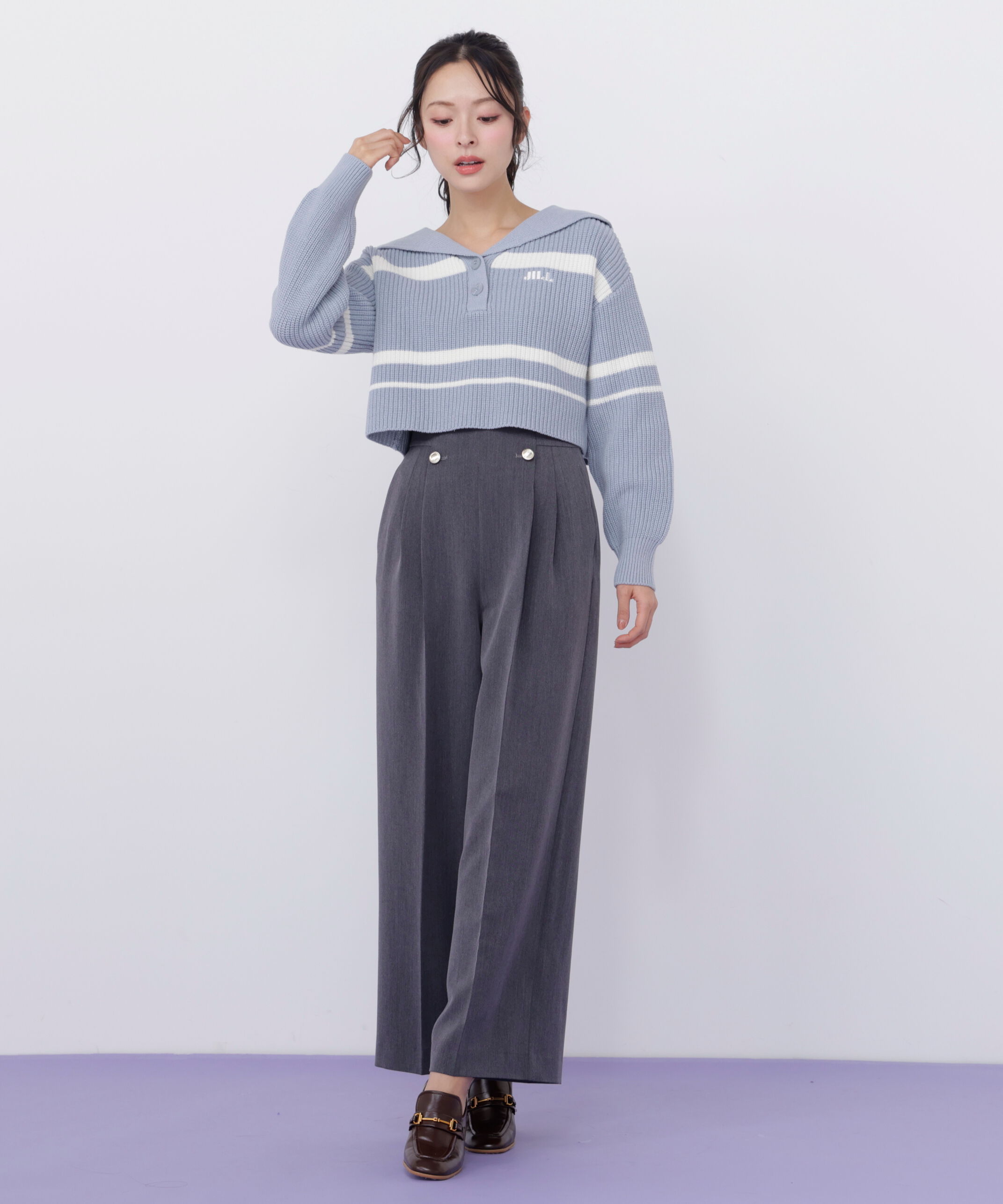  「メタル釦ストレートイージーパンツ」|その他|