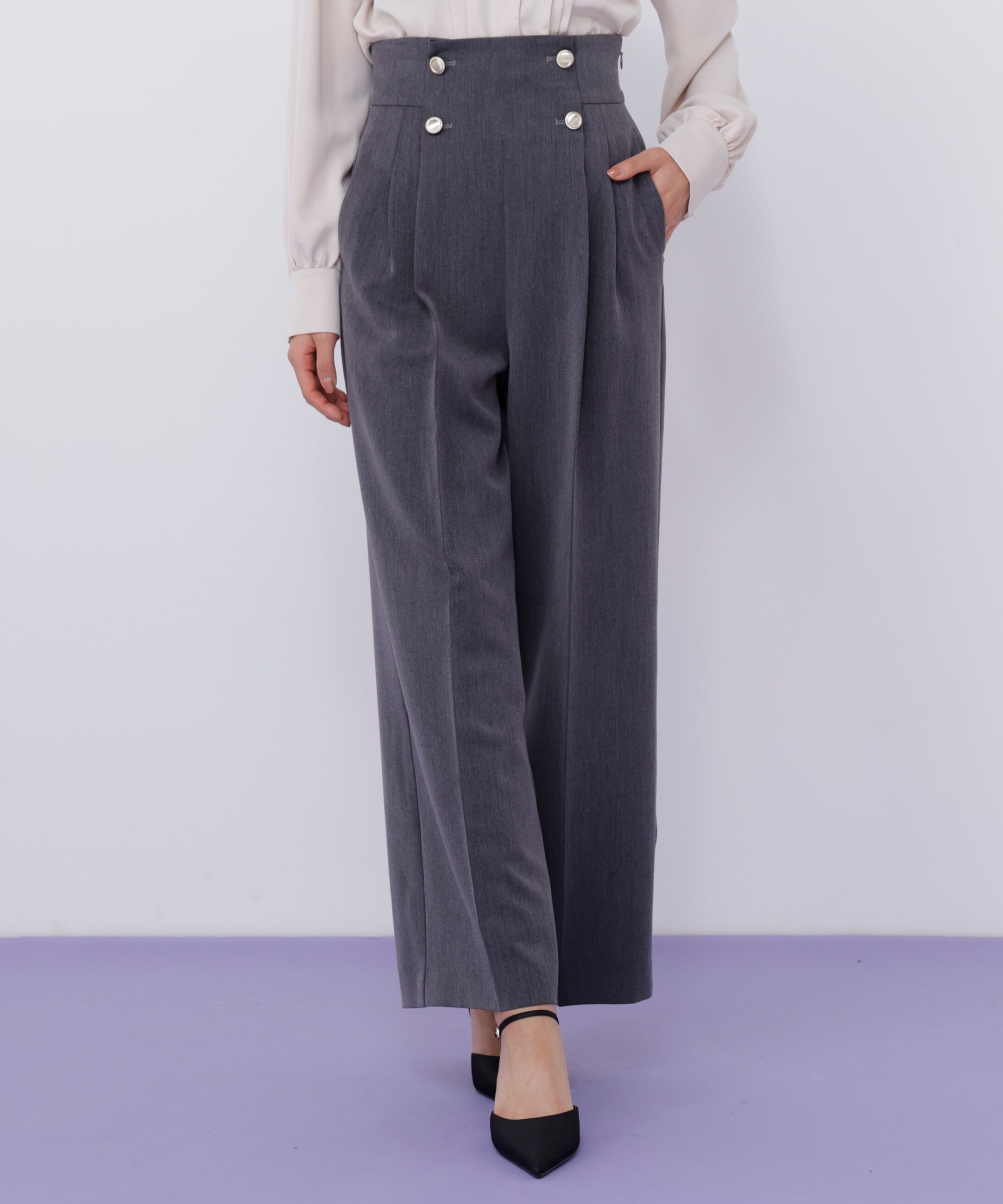  「メタル釦ストレートイージーパンツ」|その他|