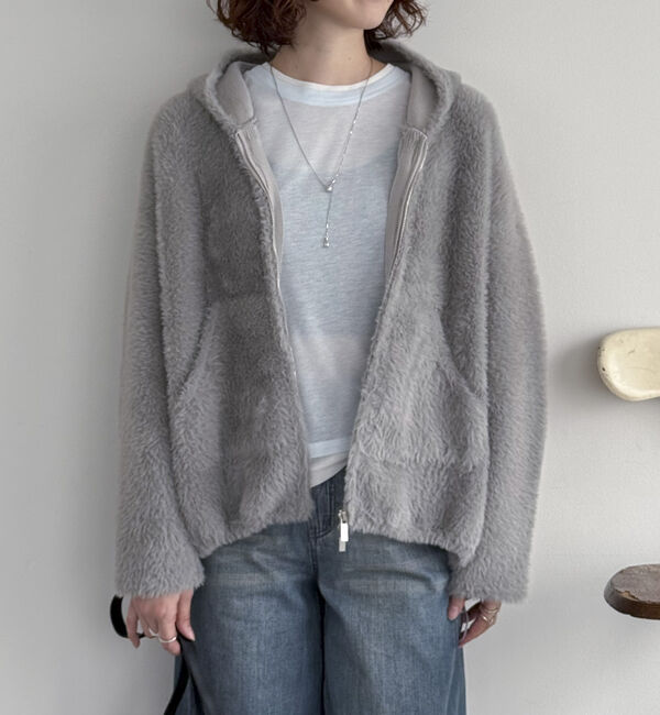 Doux archives「Ｗフェイスシャギーフーディ―ブルゾン」|ニット・セーター|