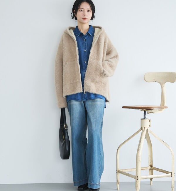 Doux archives「Ｗフェイスシャギーフーディ―ブルゾン」|ニット・セーター|