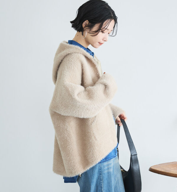 Doux archives「Ｗフェイスシャギーフーディ―ブルゾン」|ニット・セーター|