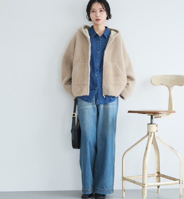 Doux archives「Ｗフェイスシャギーフーディ―ブルゾン」|ニット・セーター|