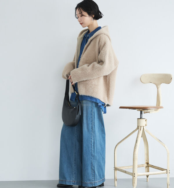 Doux archives「Ｗフェイスシャギーフーディ―ブルゾン」|ニット・セーター|
