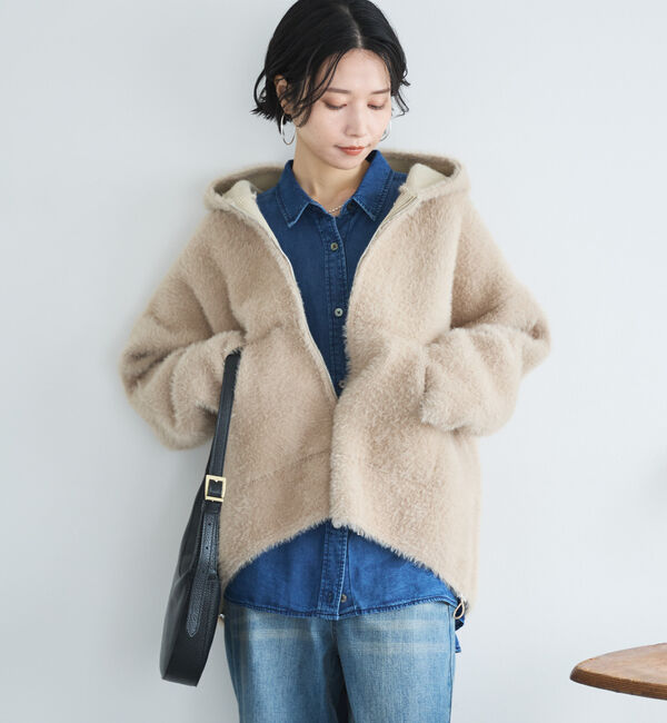 Doux archives「Ｗフェイスシャギーフーディ―ブルゾン」|ニット・セーター|