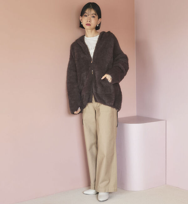 Doux archives「Ｗフェイスシャギーフーディ―ブルゾン」|ニット・セーター|