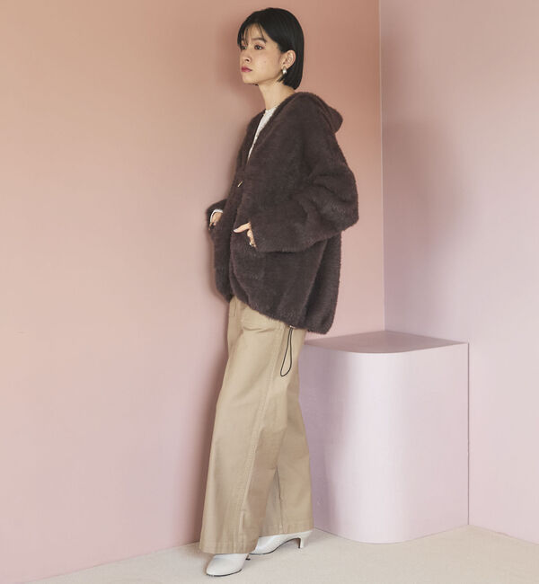 Doux archives「Ｗフェイスシャギーフーディ―ブルゾン」|ニット・セーター|