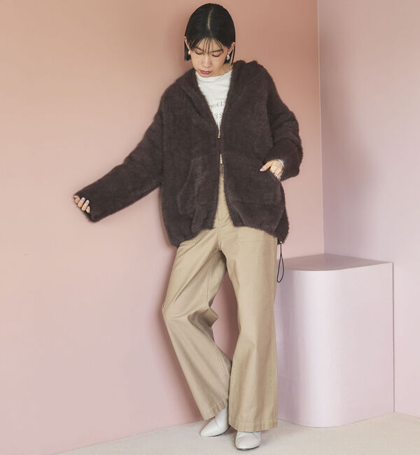 Doux archives「Ｗフェイスシャギーフーディ―ブルゾン」|ニット・セーター|