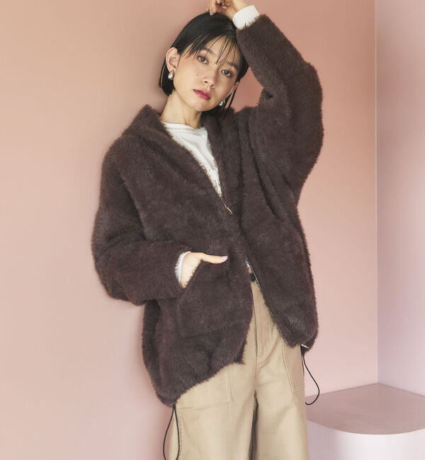 Doux archives「Ｗフェイスシャギーフーディ―ブルゾン」|ニット・セーター|