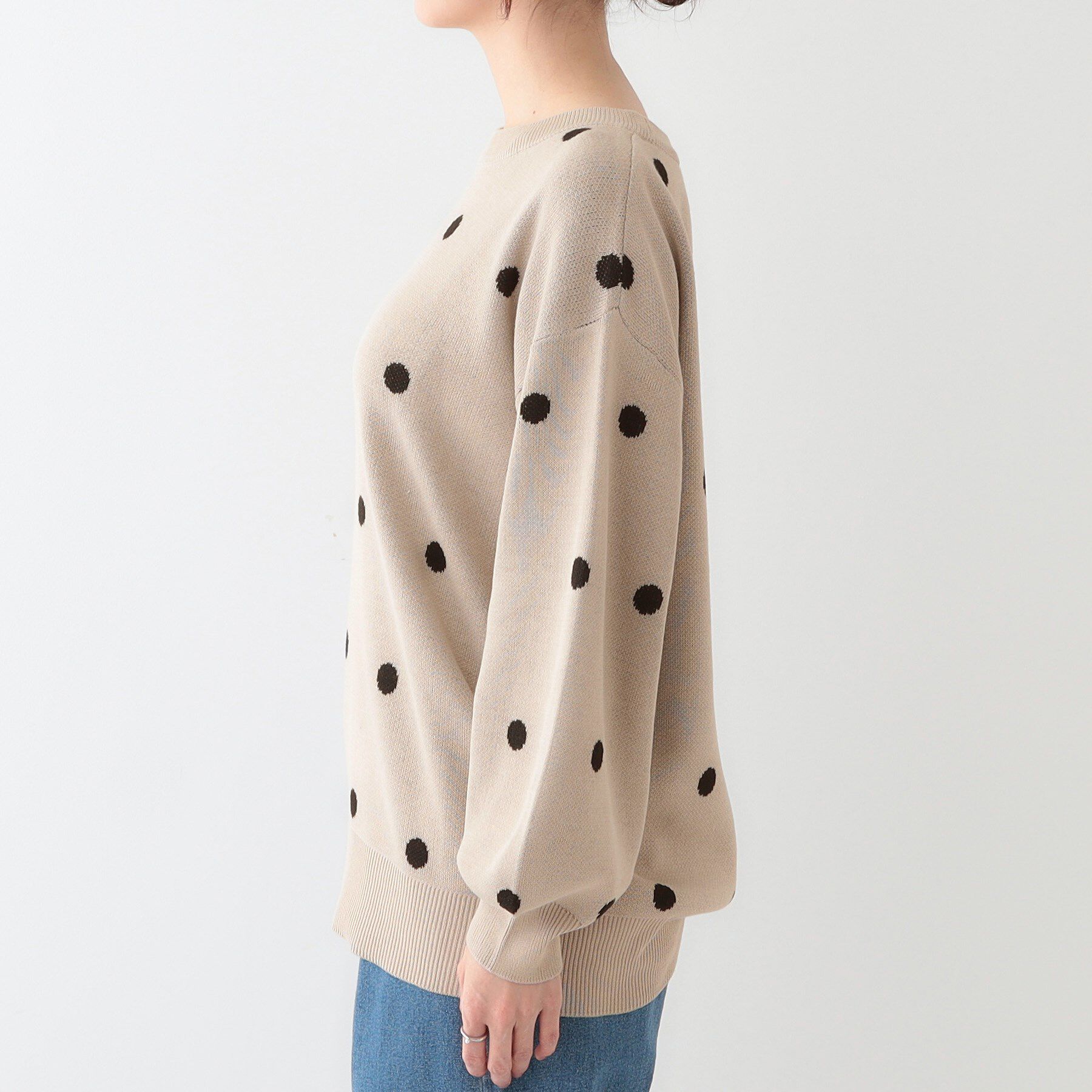 SHOO･LA･RUE「【S-LL】ドット柄が目を惹く ゆったりニット」|ニット・セーター|