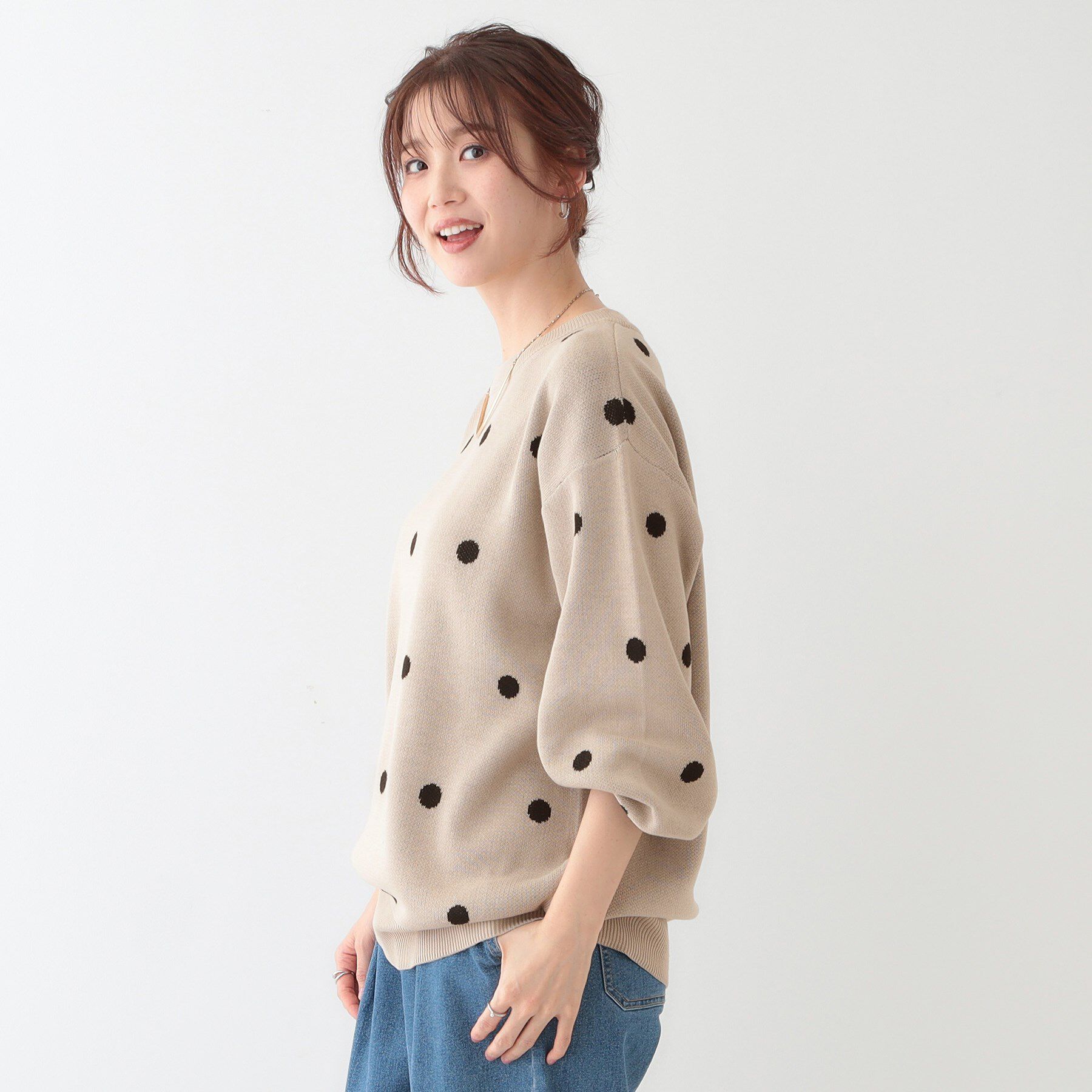 SHOO･LA･RUE「【S-LL】ドット柄が目を惹く ゆったりニット」|ニット・セーター|
