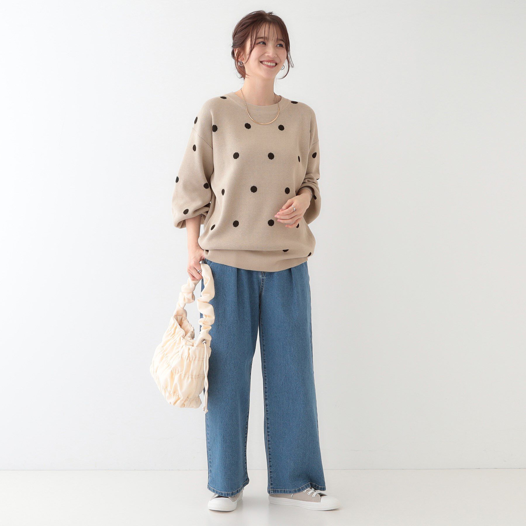 SHOO･LA･RUE「【S-LL】ドット柄が目を惹く ゆったりニット」|ニット・セーター|