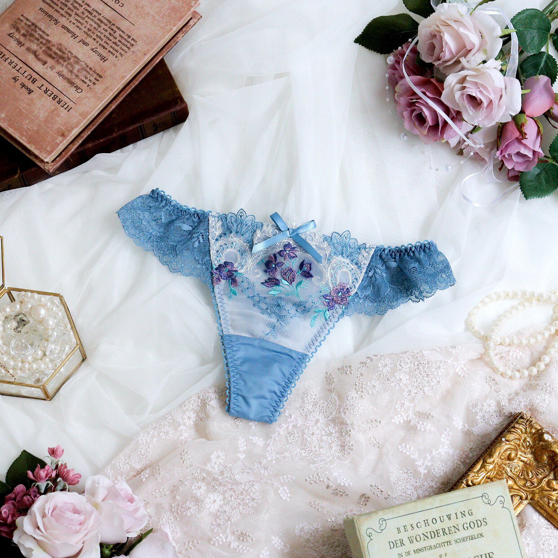 Risa Magli「アリーシャ Tバックショーツ」|インナー|ブルー(092)