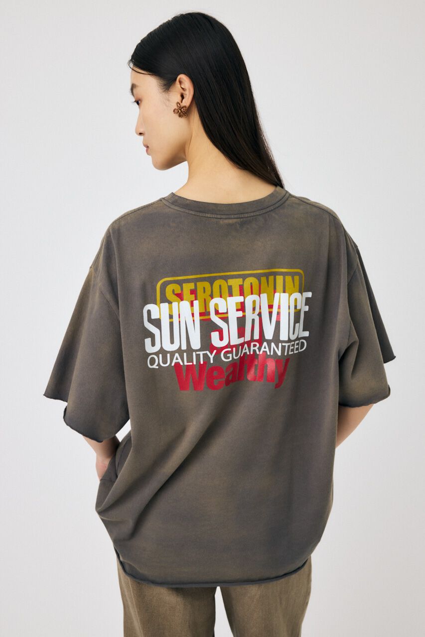 MOUSSY「DAMAGED BACK LOGO Tシャツ」|Tシャツ・カットソー|L/BLK1