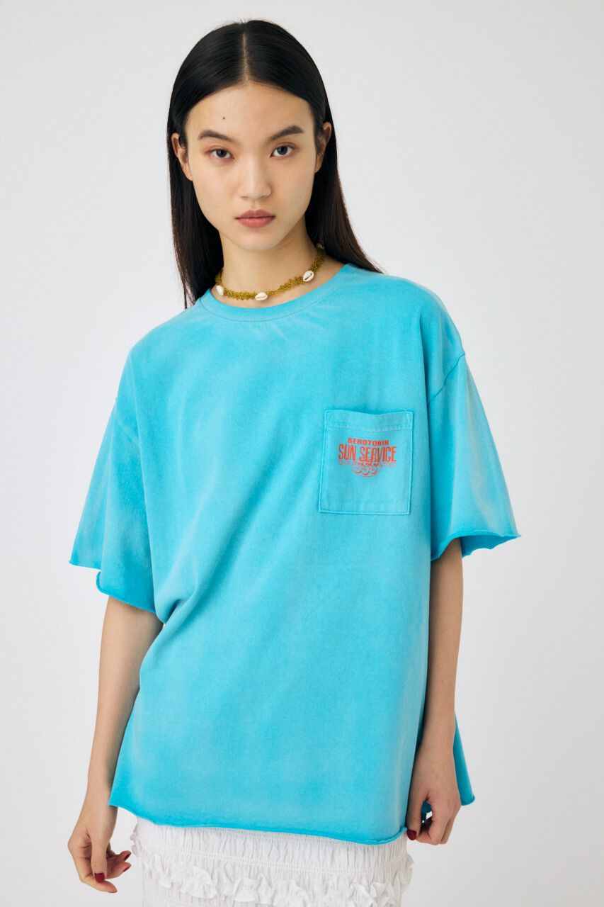 MOUSSY「DAMAGED BACK LOGO Tシャツ」|Tシャツ・カットソー|L/BLU1