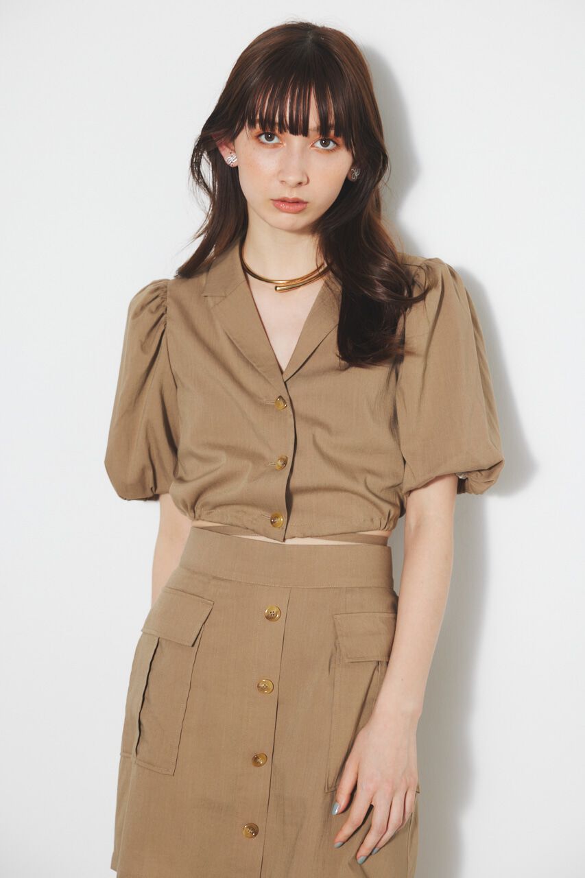 rienda「ドローストリングヘムショートSH」|シャツ・ブラウス|BEG