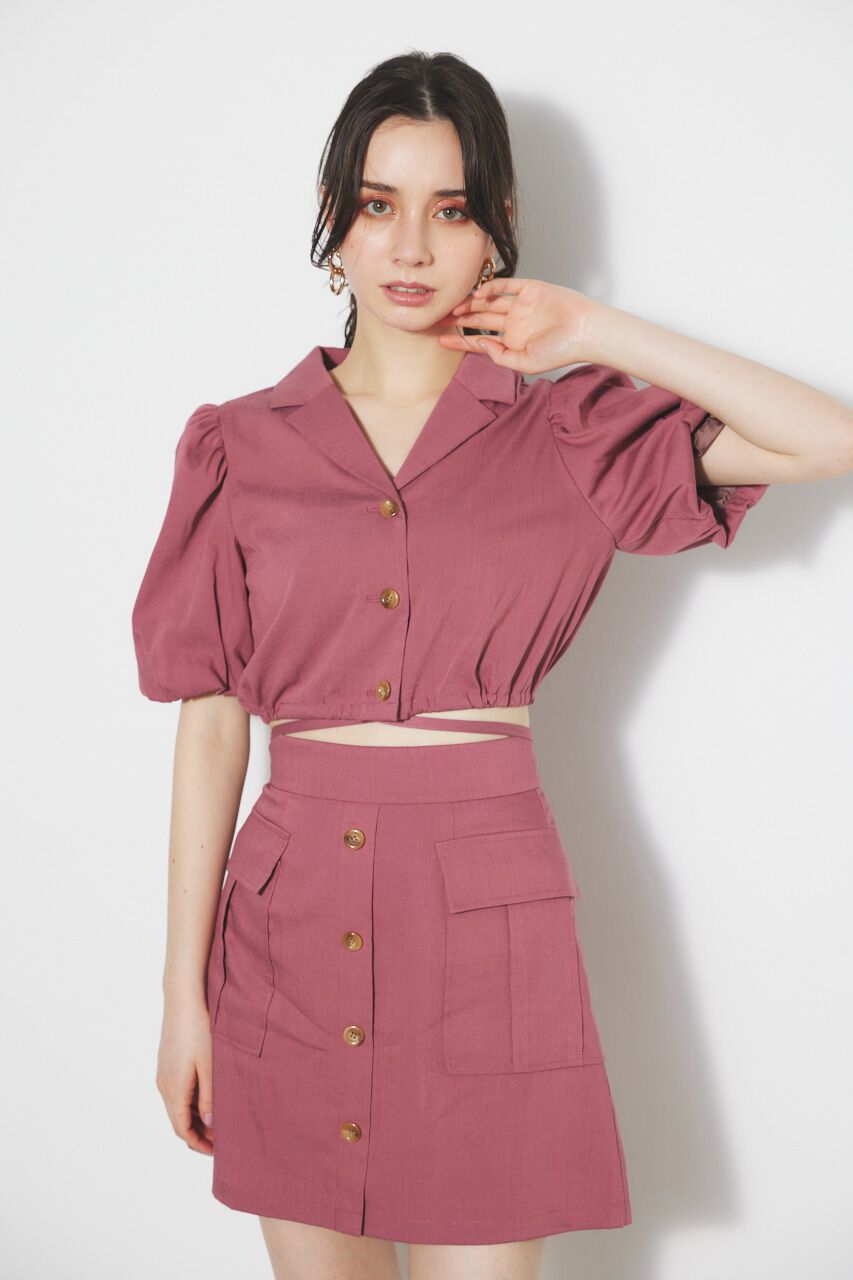 rienda「ドローストリングヘムショートSH」|シャツ・ブラウス|PNK