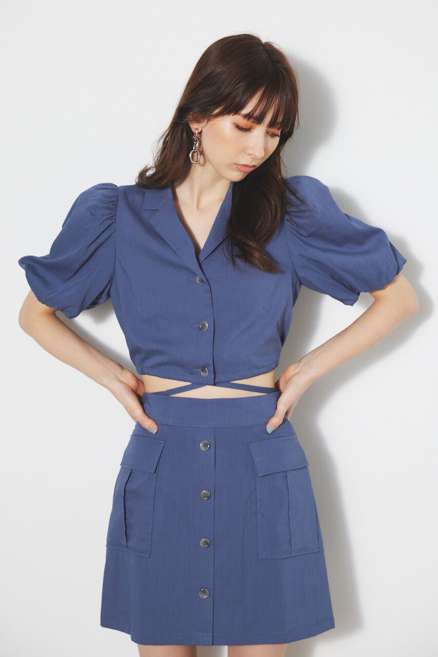 rienda「ドローストリングヘムショートSH」|シャツ・ブラウス|