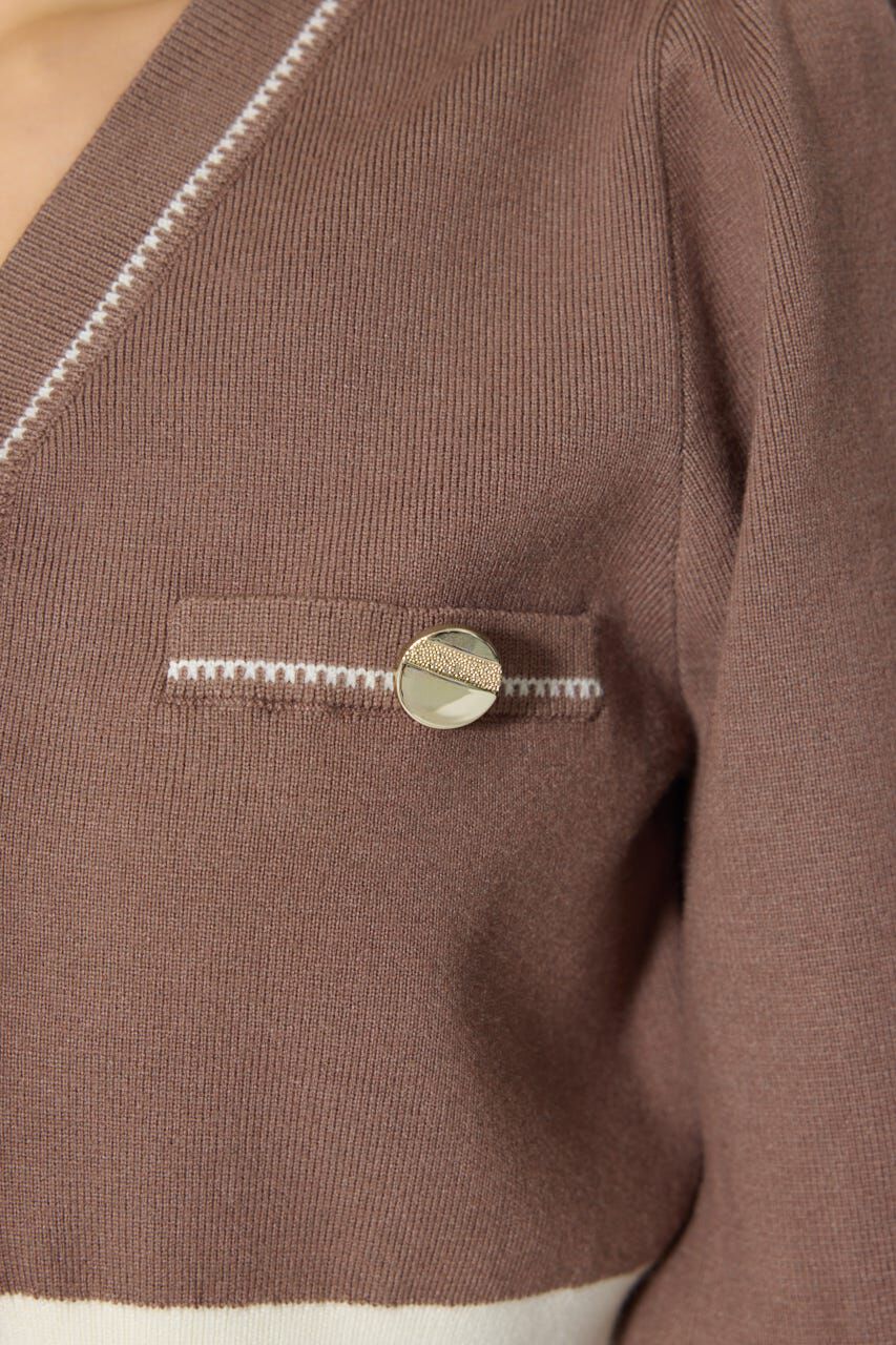 rienda「バイカラーカーデセットニットワンピース」|ワンピース|