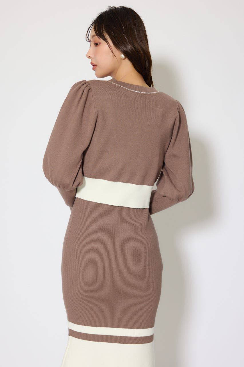 rienda「バイカラーカーデセットニットワンピース」|ワンピース|