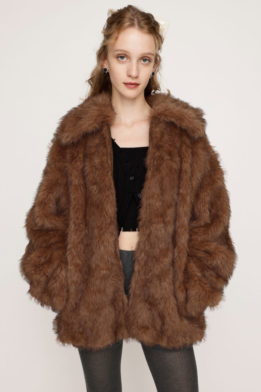 SLY「BIG COLLAR FUR コート」|その他|BRN