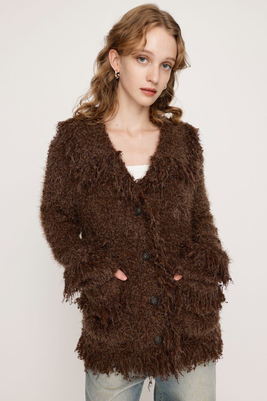 SLY「DAMAGE V／N OVER MG カーディガン」|カーディガン|BRN