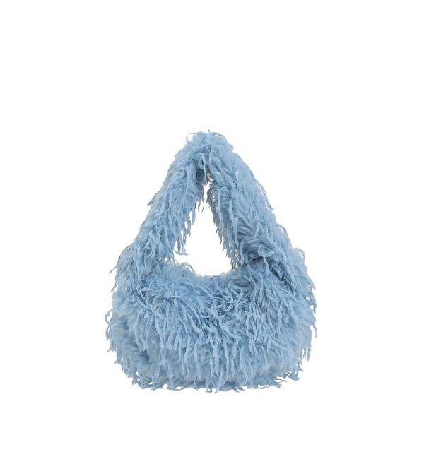LAGUNAMOON「フェザーフェイクファーBAG」|ハンドバッグ|ブルー