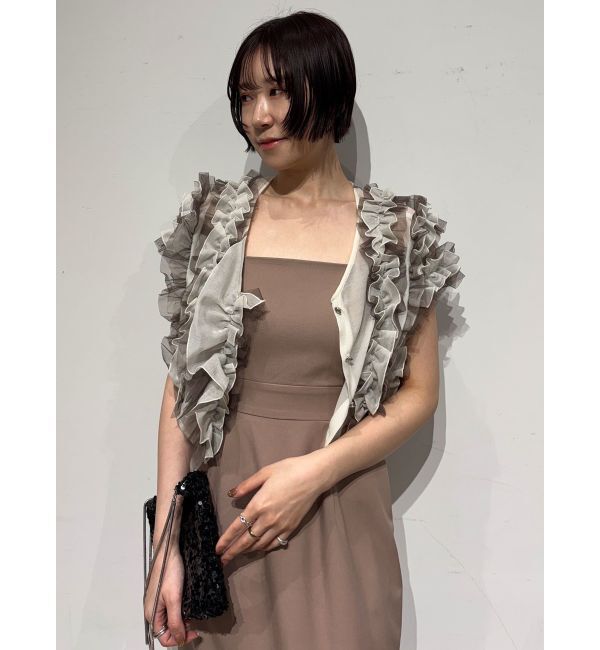 LAGUNAMOON「LADYチュールブレンドフリルカーデドレス」|ドレス|