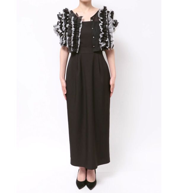 LAGUNAMOON「LADYチュールブレンドフリルカーデドレス」|ドレス|