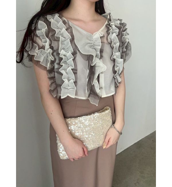 LAGUNAMOON「LADYチュールブレンドフリルカーデドレス」|ドレス|