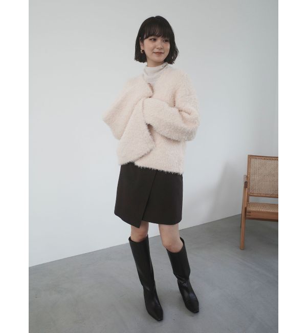 LAGUNAMOON「【WEB限定】ループヤーンセッケツニットブルゾン」|カーディガン|