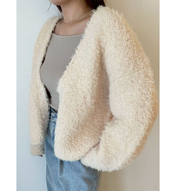 LAGUNAMOON「【WEB限定】ループヤーンセッケツニットブルゾン」|カーディガン|