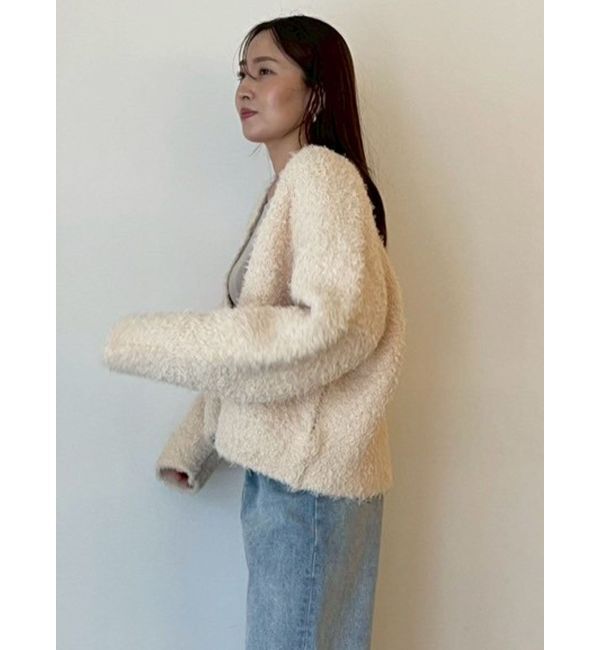 LAGUNAMOON「【WEB限定】ループヤーンセッケツニットブルゾン」|カーディガン|