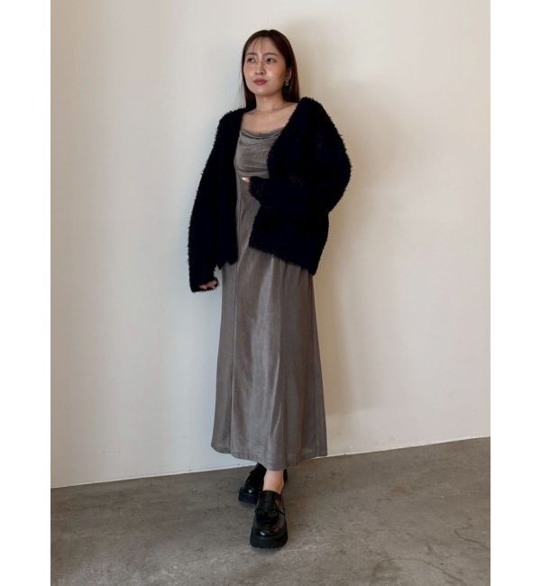 LAGUNAMOON「【WEB限定】ループヤーンセッケツニットブルゾン」|カーディガン|