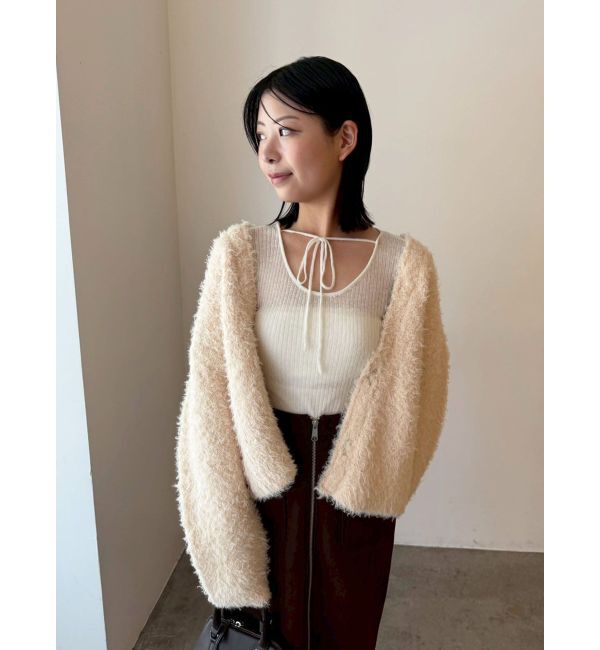 LAGUNAMOON「【WEB限定】ループヤーンセッケツニットブルゾン」|カーディガン|