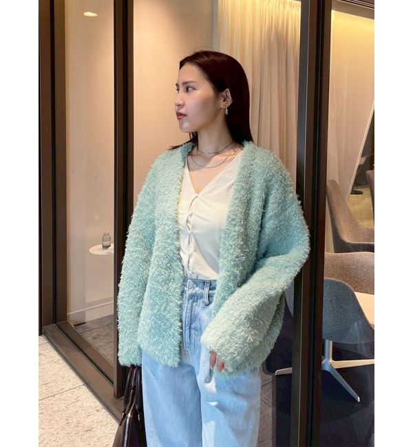 LAGUNAMOON「【WEB限定】ループヤーンセッケツニットブルゾン」|カーディガン|