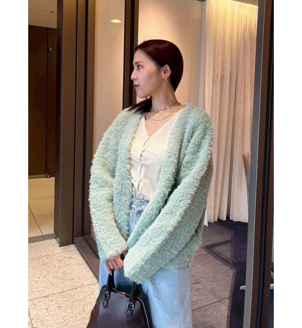 LAGUNAMOON「【WEB限定】ループヤーンセッケツニットブルゾン」|カーディガン|